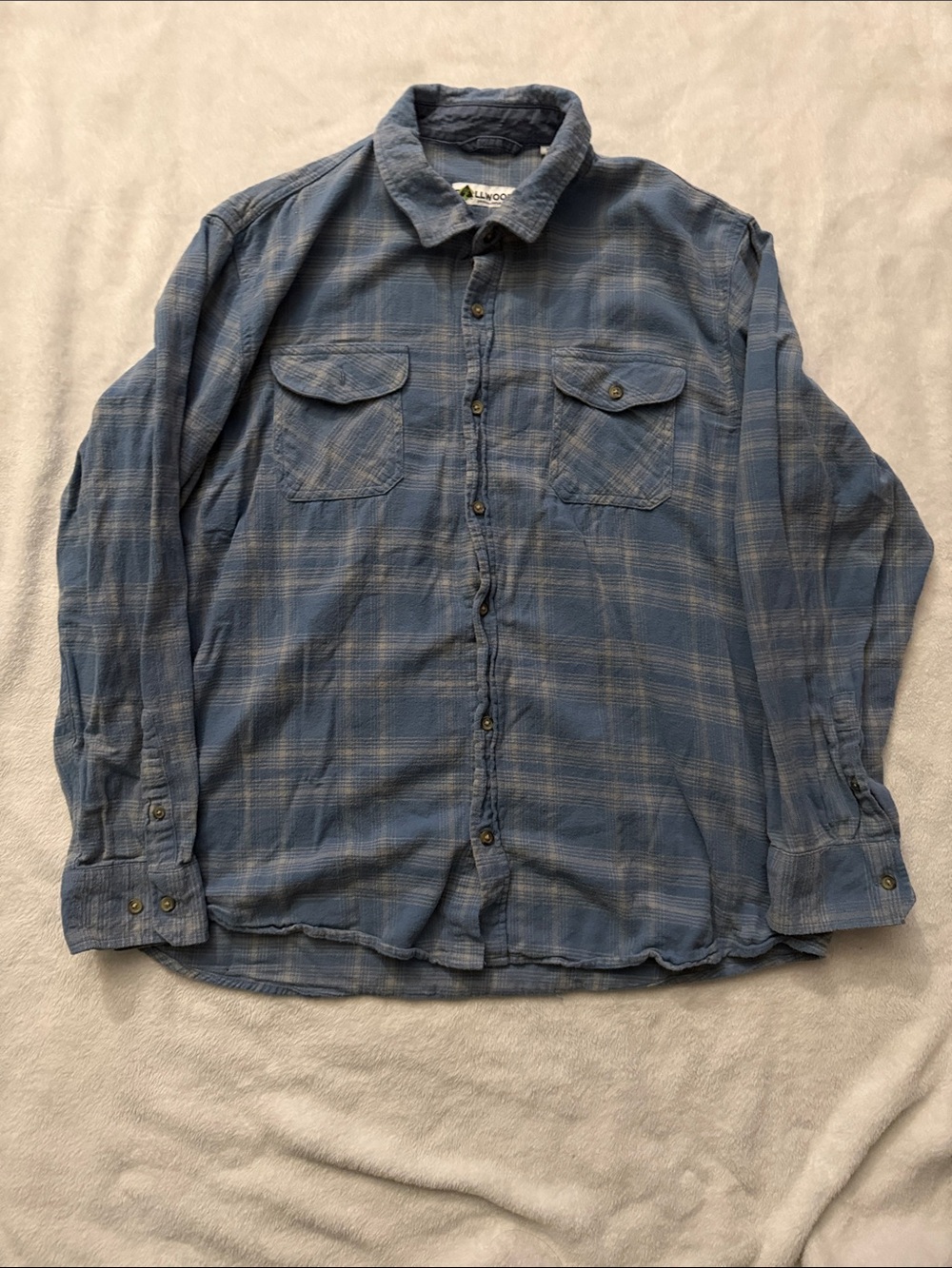 AllSaints Men's Blue Plaid Long-Sleeve Button-Down Shirt